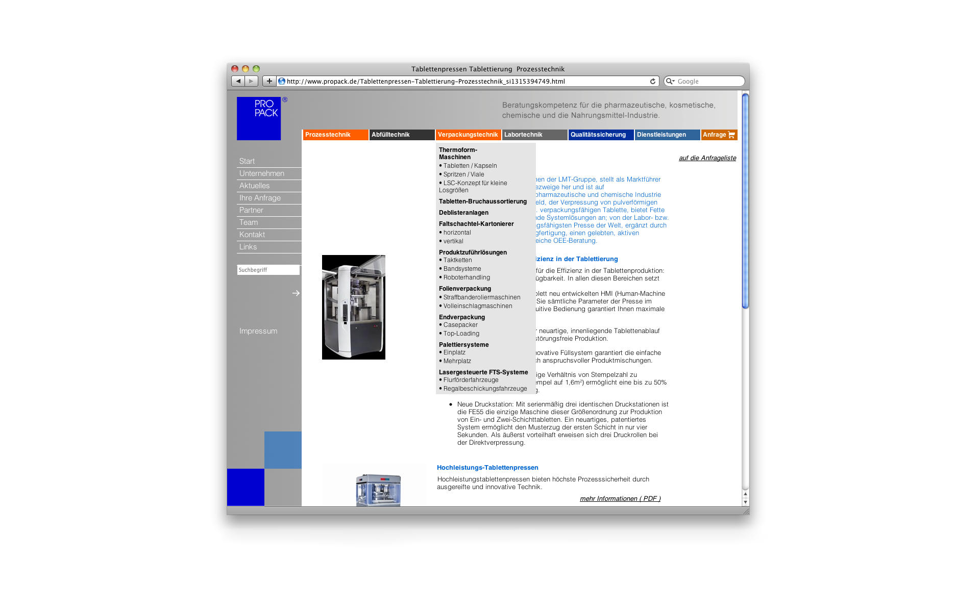 Propack CMS Internetauftritt webdesign Website