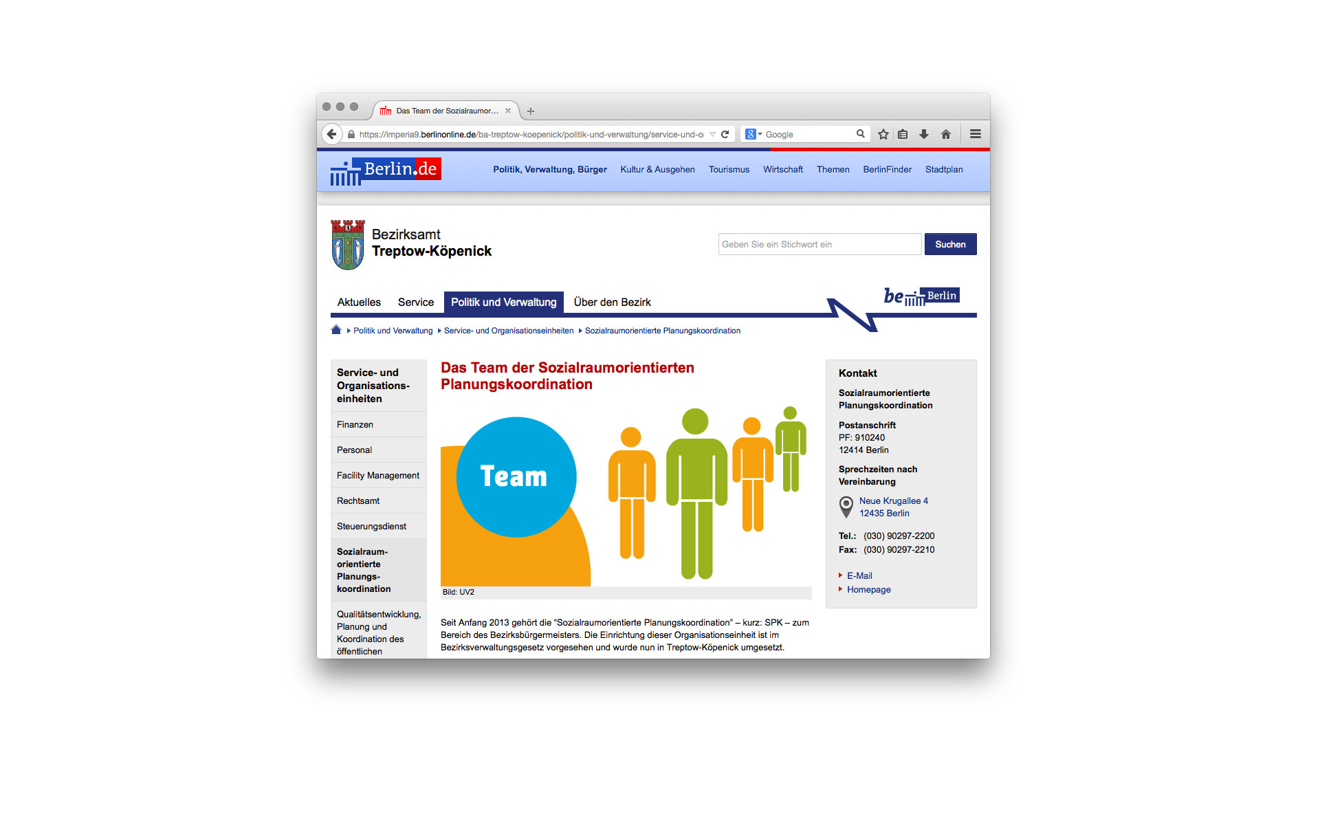 Sozialraumorientierte Planungskoordination Website Grafik Design