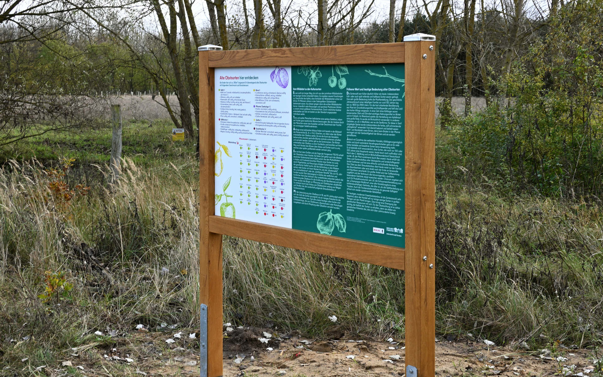 Infopunkte orientierungssystem wegeleitsystem landschaftspark hobrechtsfelde forstschild