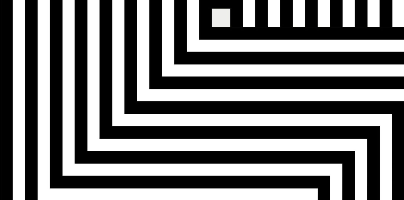Wir zeigen mit Richtungsschildern wo es langgeht Schwarz-weiße geometrische Linien, die ein Muster aus Rechtecken und Winkeln bilden.