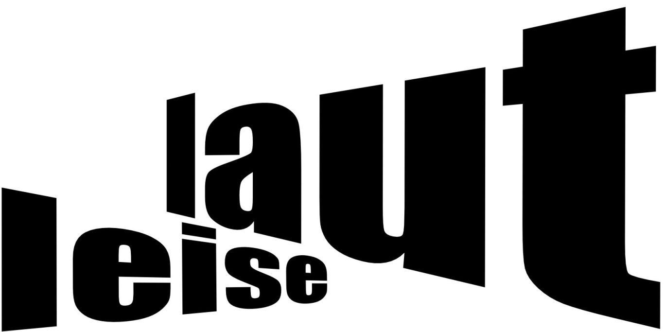 Der Text zeigt die Wörter "laut" und "leise" in verschiedenen Schriftgrößen. 