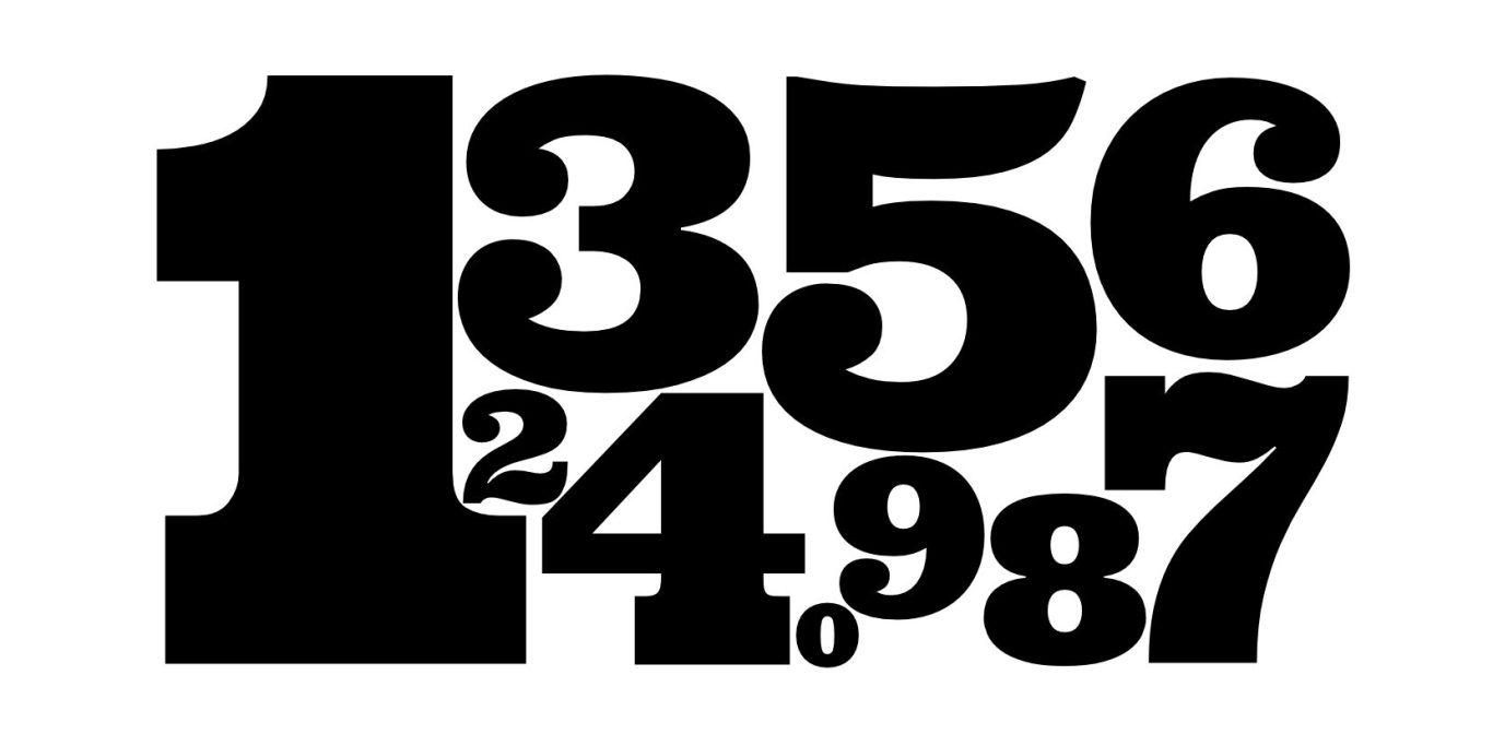 Zahlen 1, 2, 3, 4, 5, 6, 7, 8, 9 in kühner, schwarzer Schrift auf hellem Hintergrund.