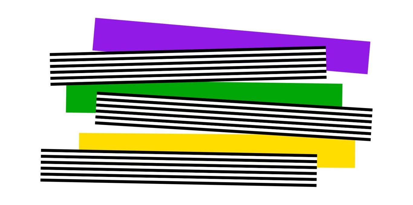 Gute Orientierungssysteme denken um die Ecke Bunte geometrische Formen mit horizontalen und vertikalen Streifen in verschiedenen Farben.