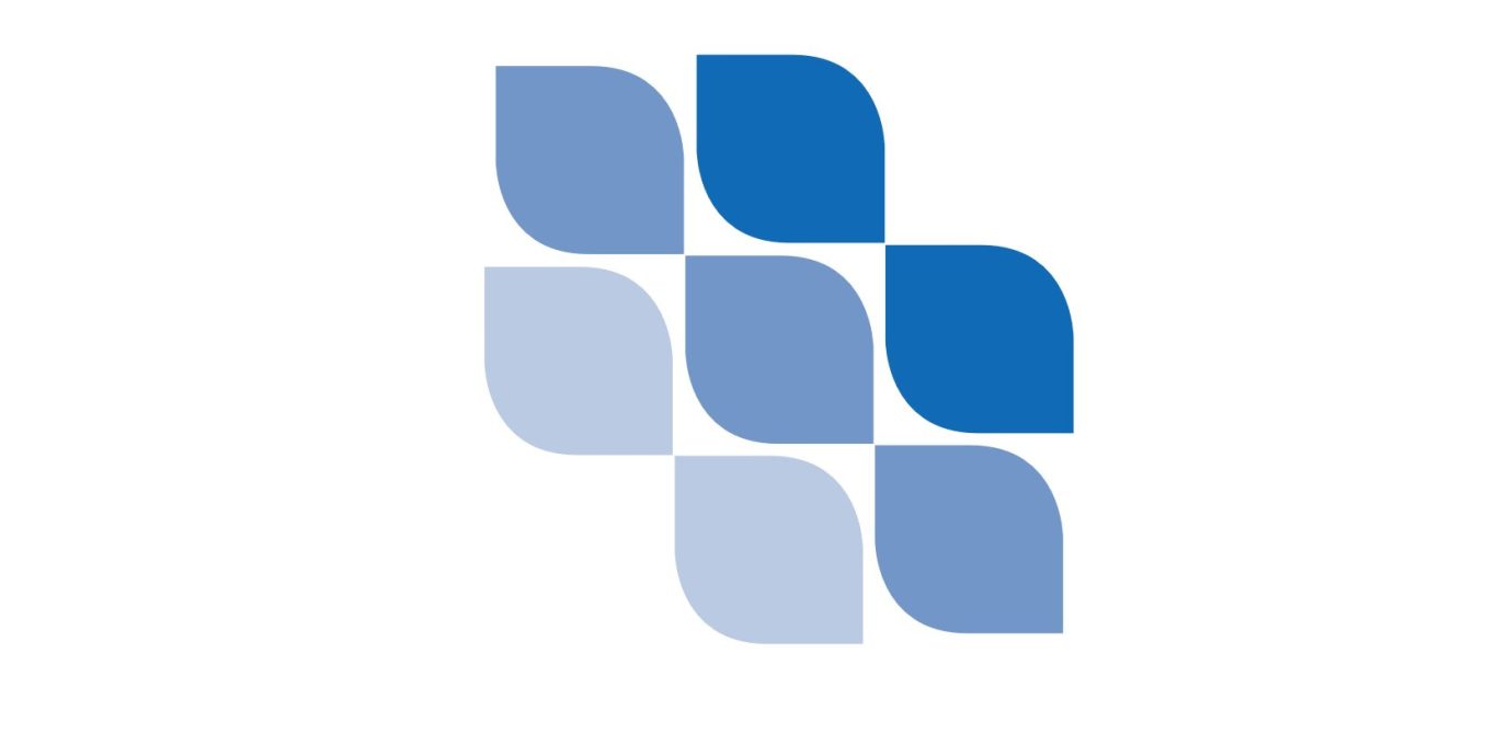 Wir entwickeln Erscheinungsbilder, Informationsgrafiken und Broschüren für die Wissenschaft Blaue und graue, geschwungene Formen, die ein modernes Logo darstellen.