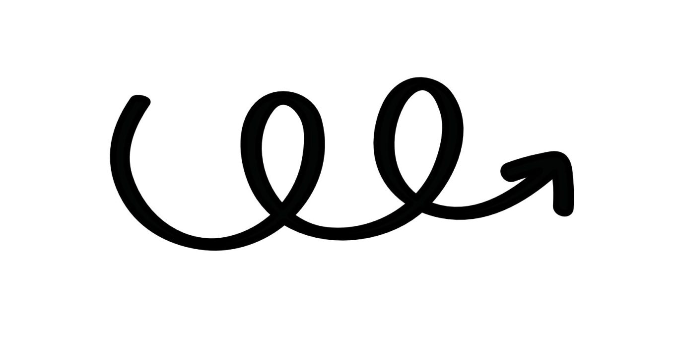 Schwarze, geschwungene Linie mit einem Pfeil, der nach oben zeigt.