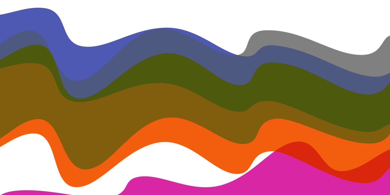 Bunte, geschwungene Linien in Blau, Grün, Orange, Lila, Braun und Pink.