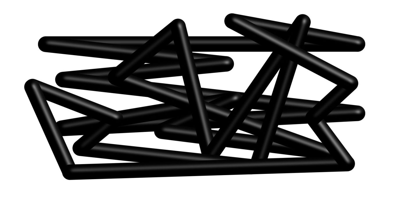 Schwarze, abgerundete verzweigte Linien in abstrakter Anordnung.