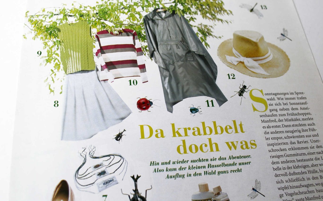 Modeartikel mit Kleidung, Accessoires und einem Text über Stil und Trends.